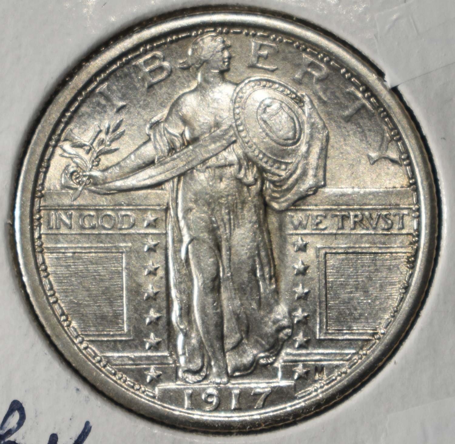 1917 T1 STANDING LIBERTY QUARTER CH BU SHARP