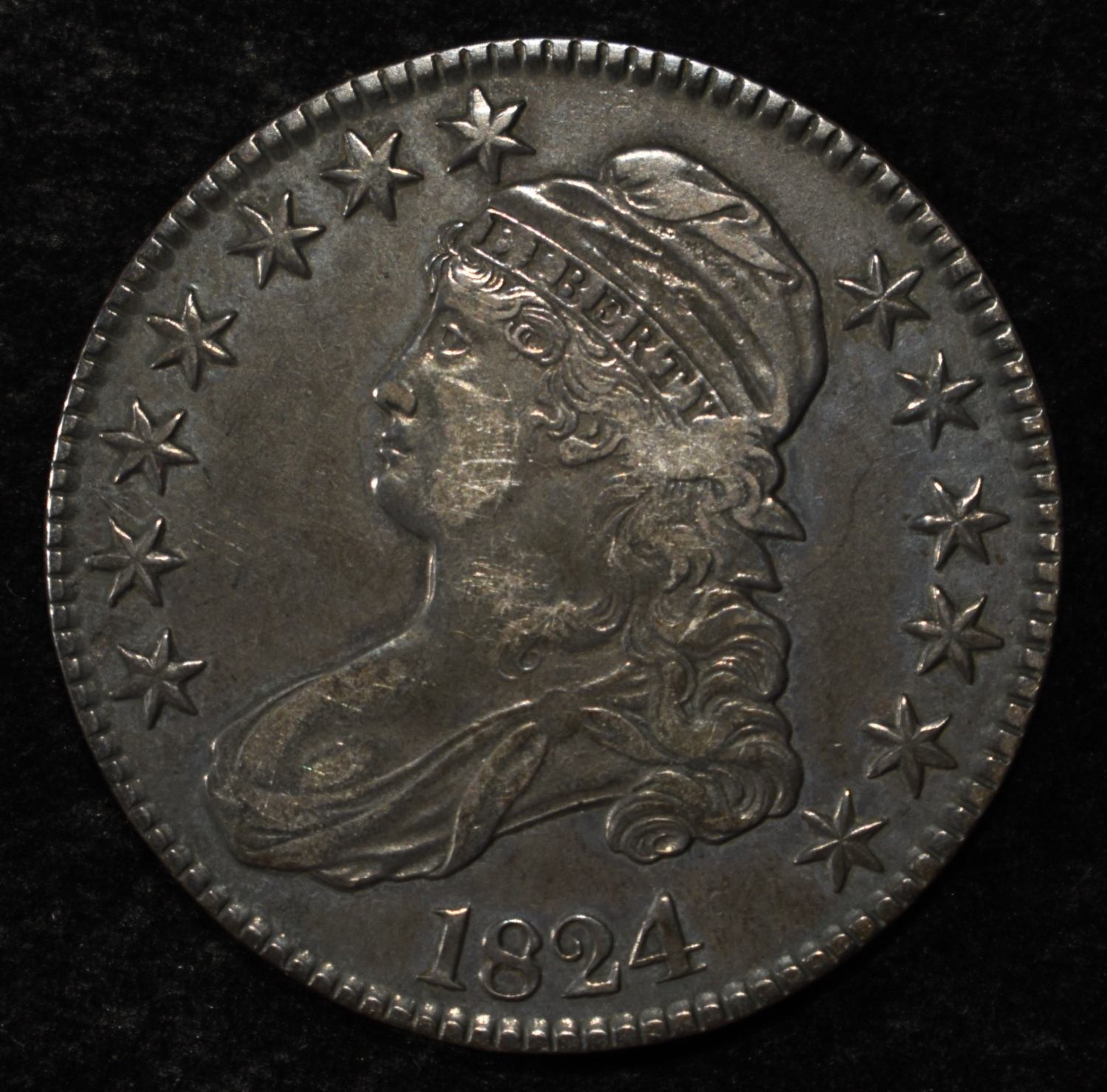 1824 CAPPED BUST HALF DOLLAR XF
