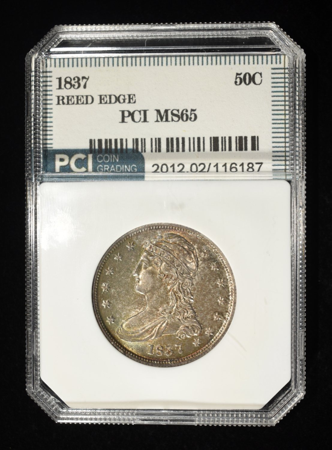1837 CAPPED BUST HALF DOLLAR REED EDGE PCI GEM BU