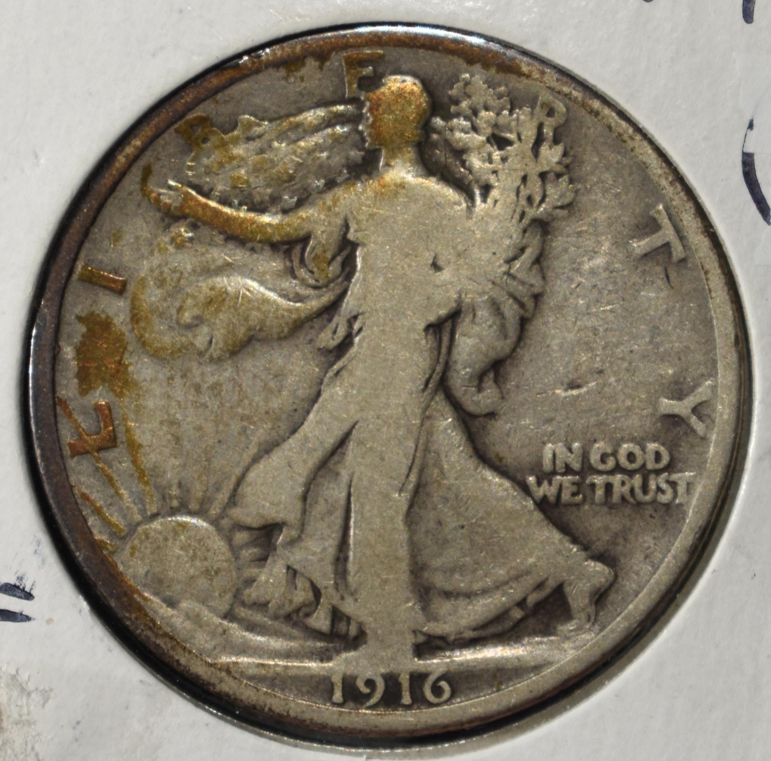 1916 WALKING LIBERTY HALF DOLLAR VG/F