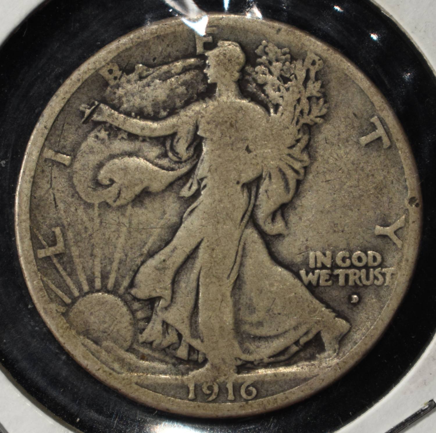 1916-D WALKING LIBERTY HALF DOLLAR VG