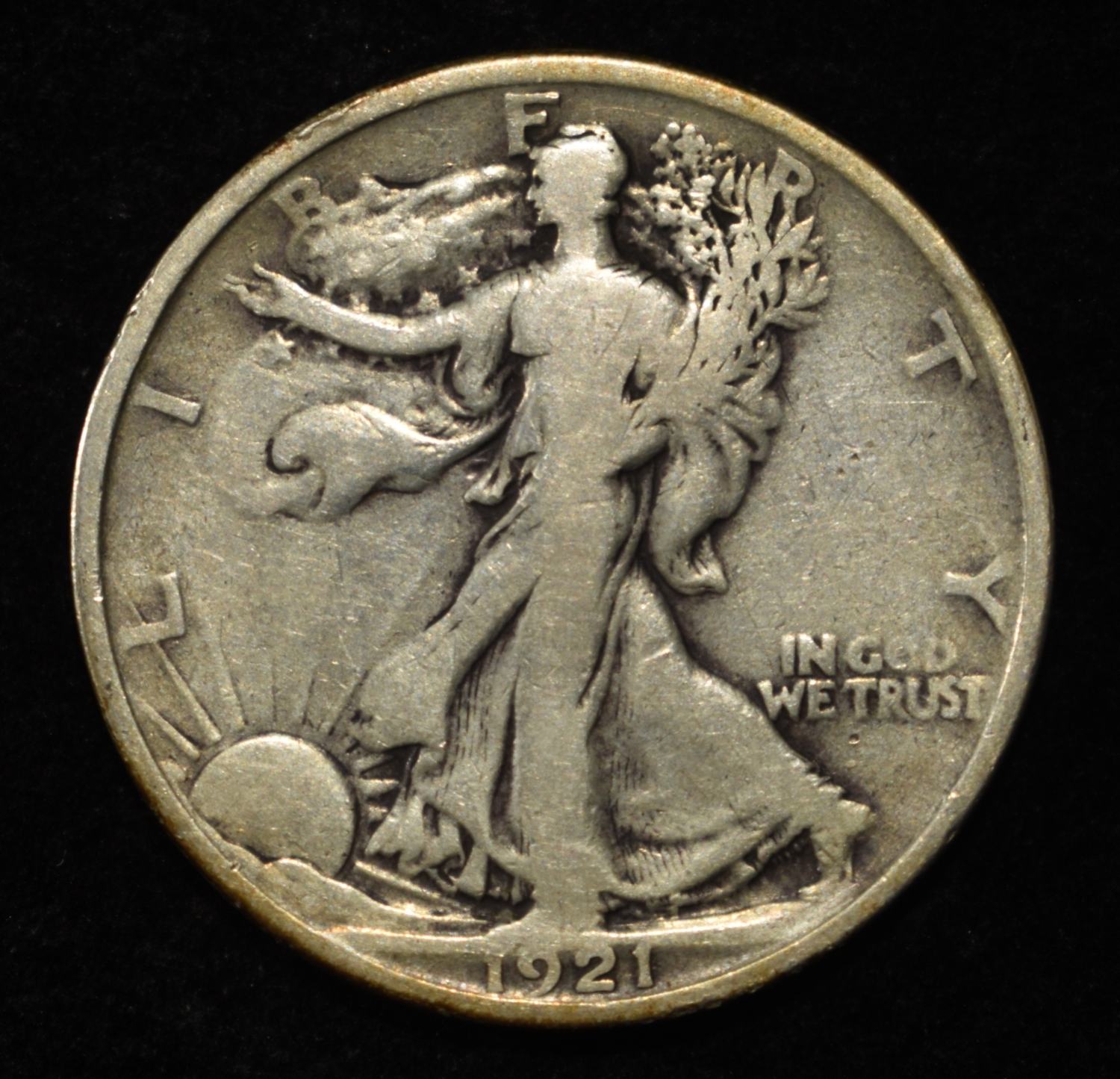 1921 WALKING LIBERTY HALF DOLLAR FINE