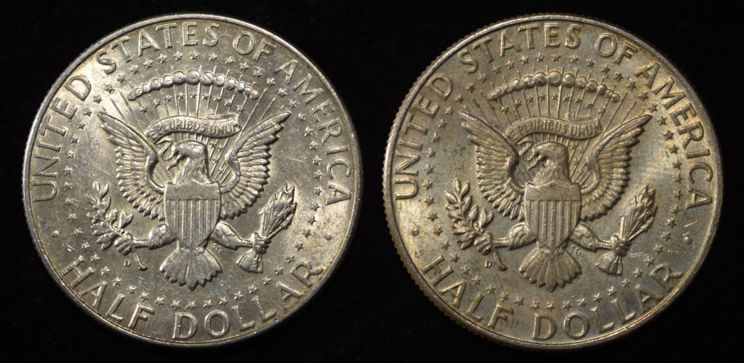 (2) 90% 1964 SILVER KENNEDY HALF DOLLARS