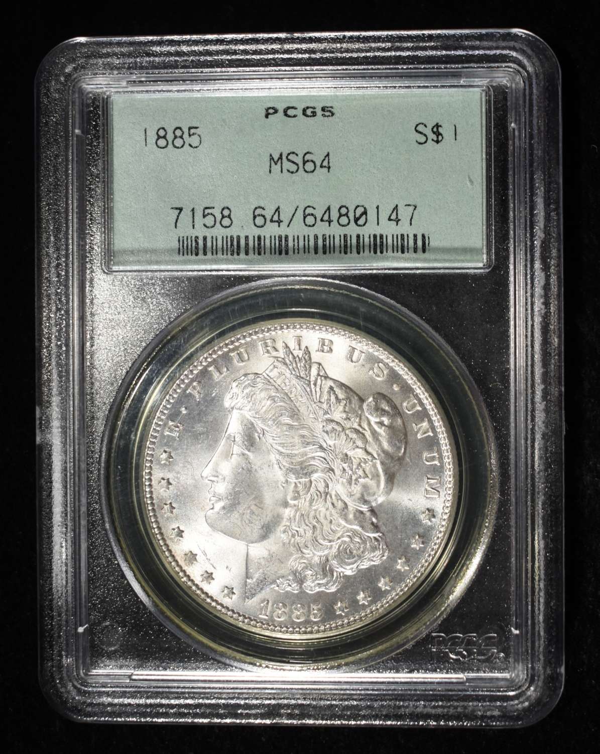 1885 MORGAN DOLLAR PCGS MS-64 OLD GREEN HOLDER