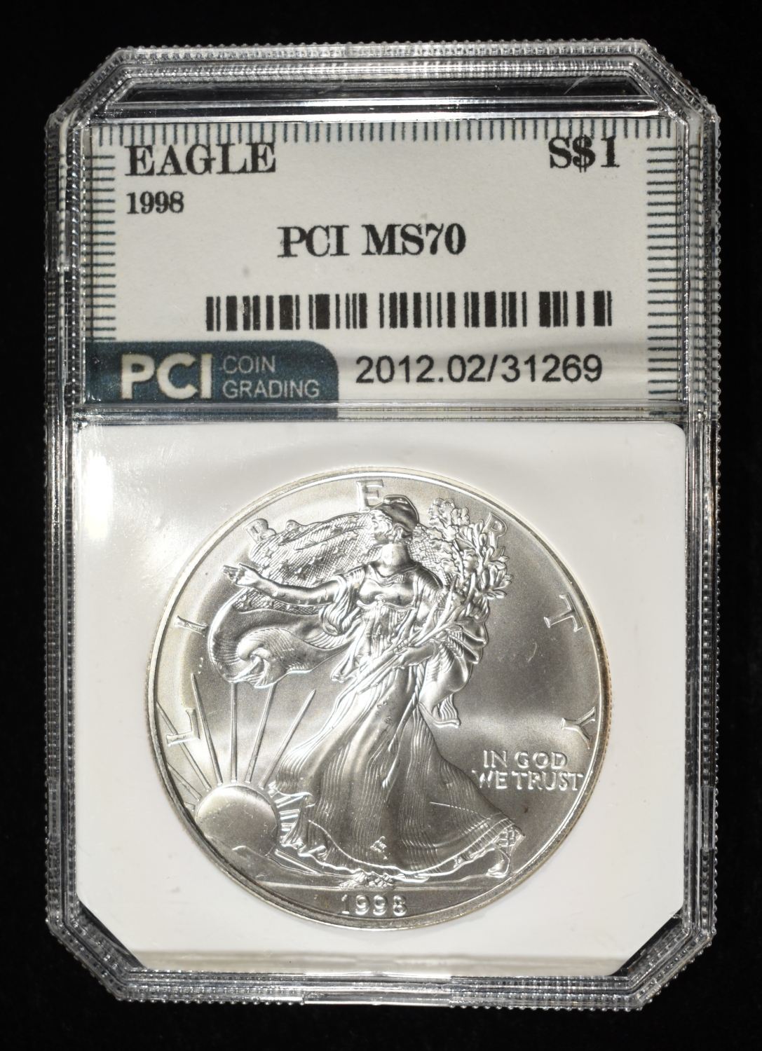 1998 AMERICAN SILVER EAGLE PCI PERFECT GEM BU