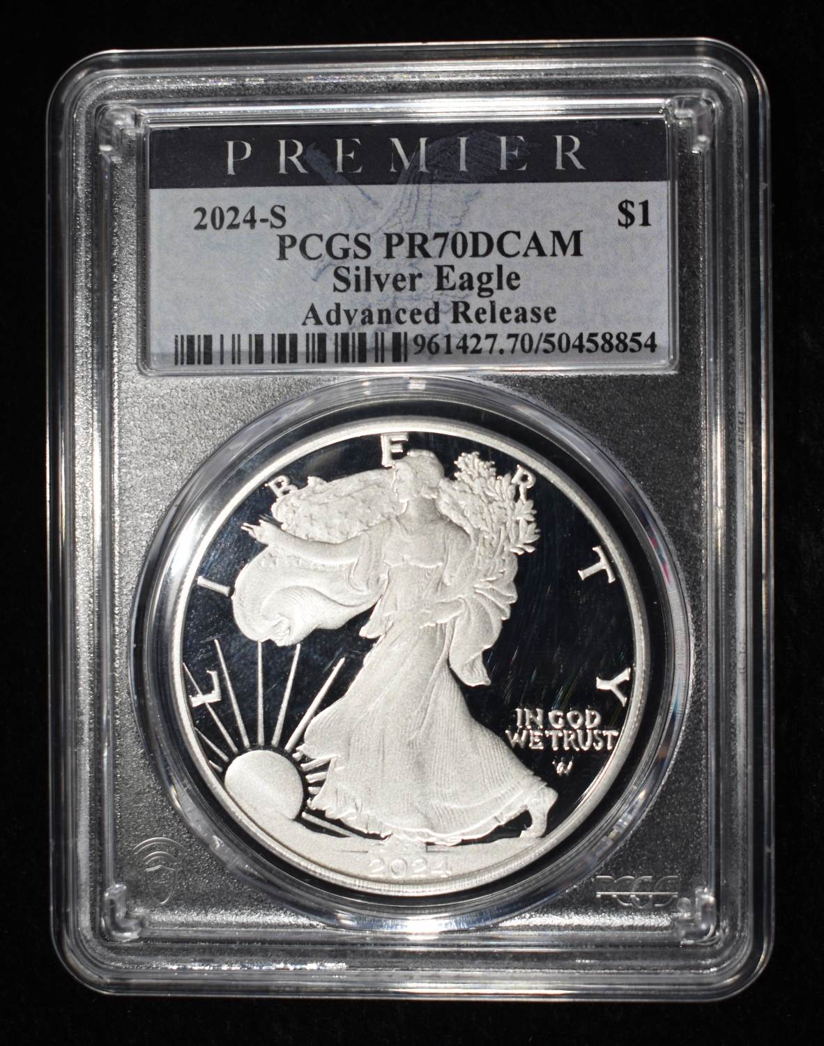 2024-S AMERICAN SILVER EAGLE PCGS PR70 DCAM AR