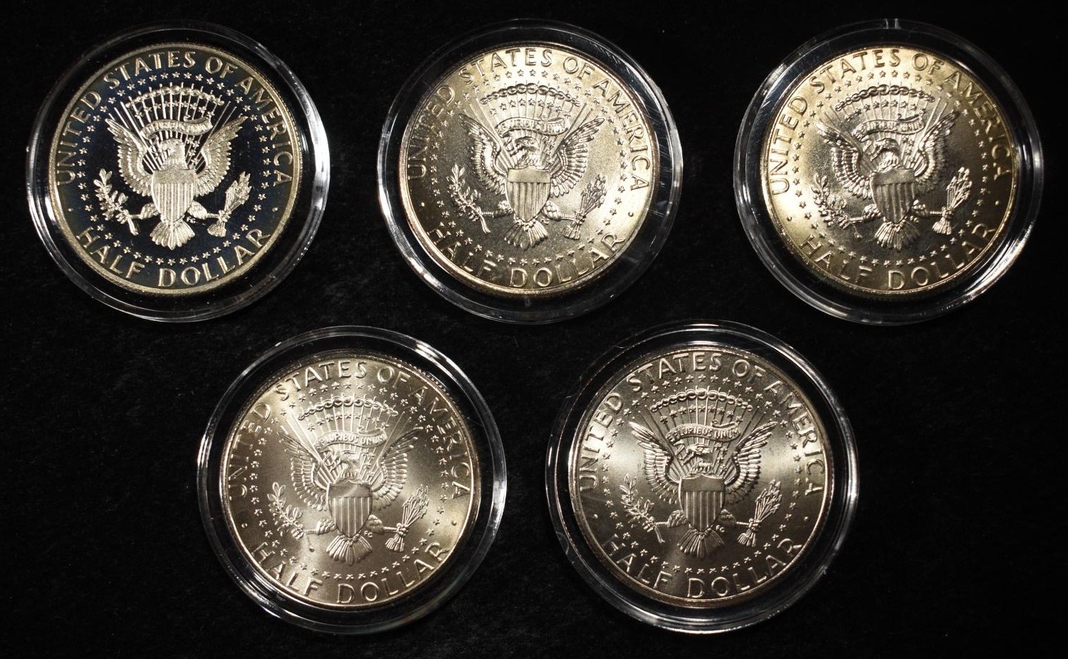(5) 2010 KENNEDY HALF DOLLARS