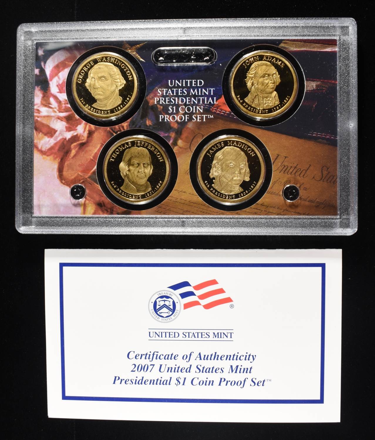 2008, 2010 & (2) 2007 PRESIDENTAL $1 PROOF SETS