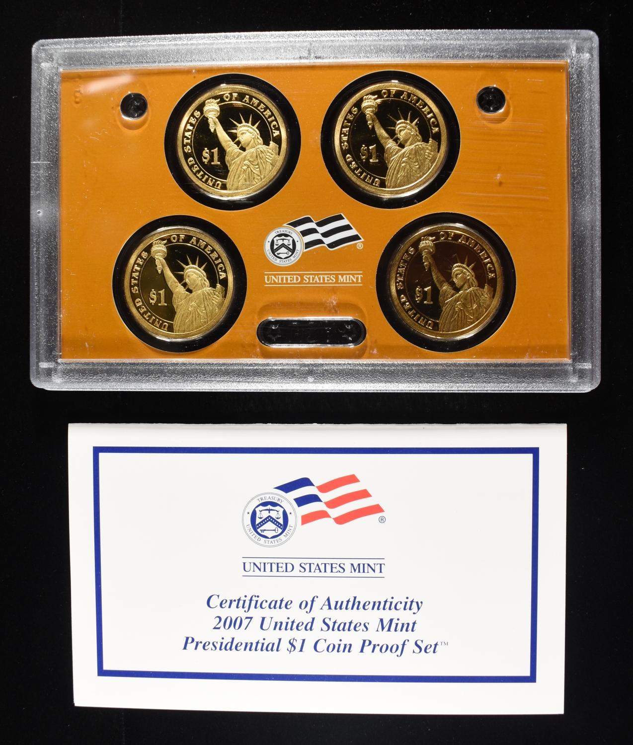 2008, 2010 & (2) 2007 PRESIDENTAL $1 PROOF SETS