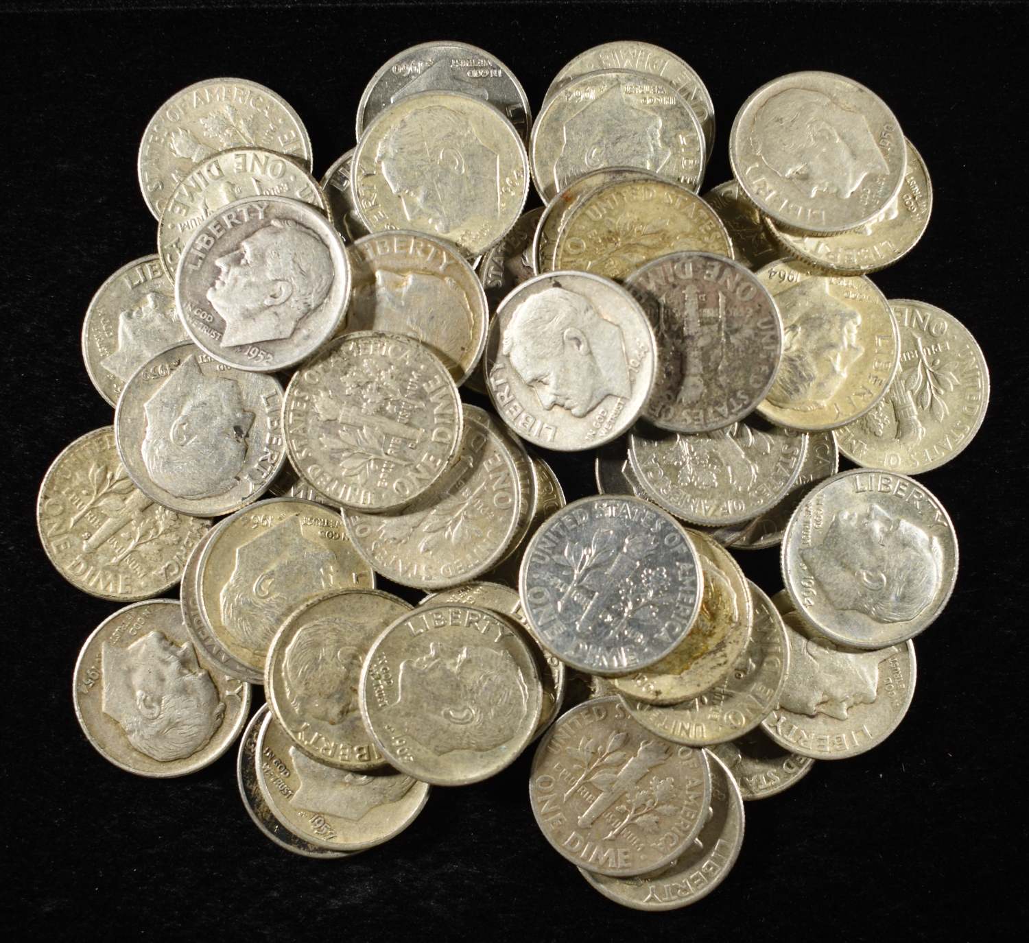 (50) 90% SILVER ROOSEVELT DIMES