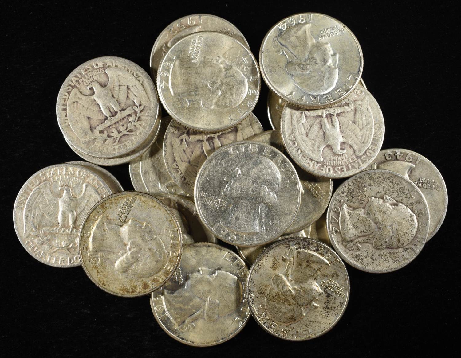(20) WASHINGTON QUARTERS 90% SILVER