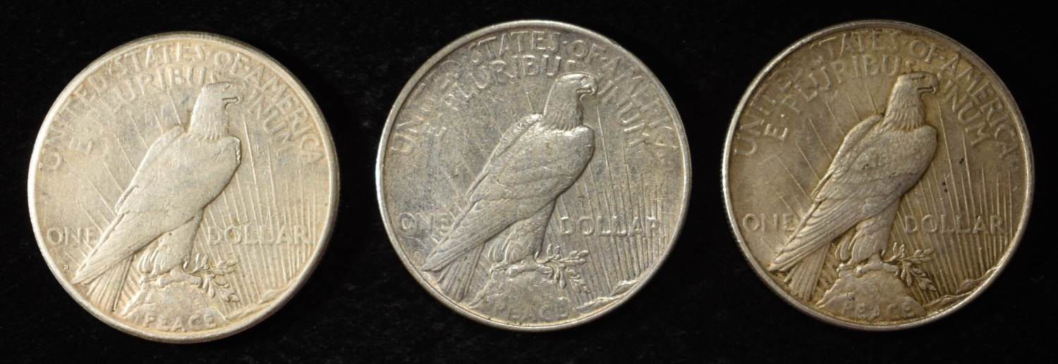 1922-P,D,& S PEACE DOLLARS