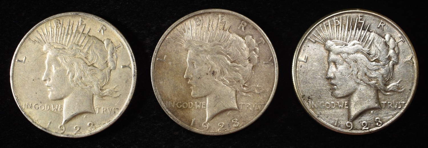 1923-P,D,& S PEACE DOLLARS