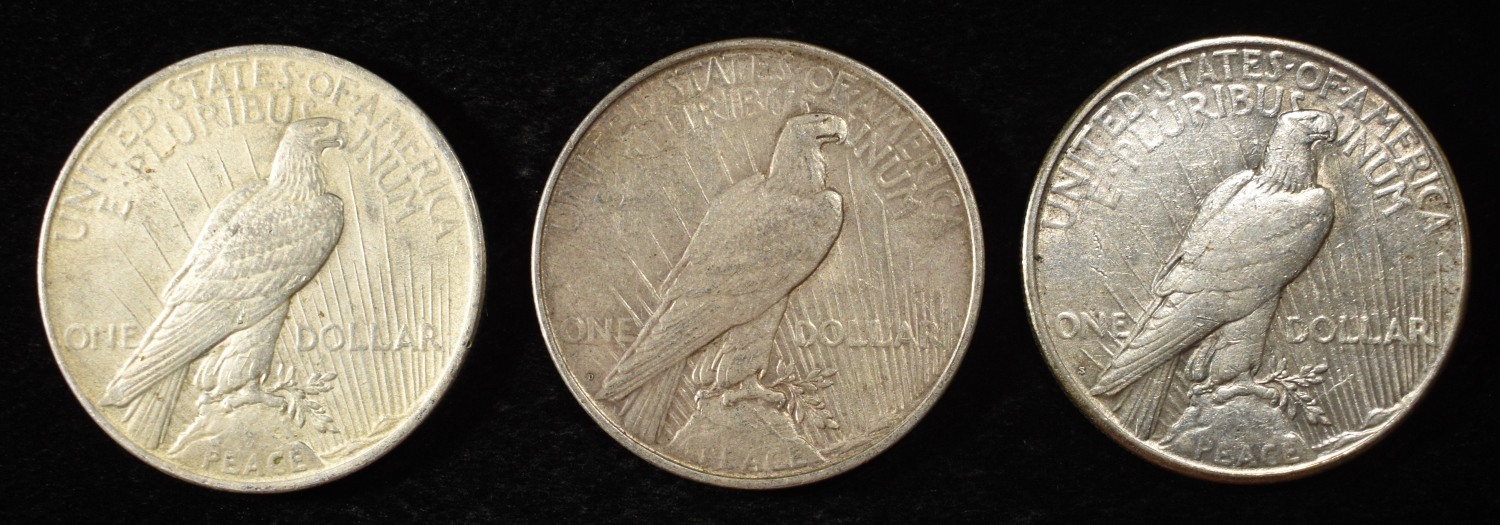1923-P,D,& S PEACE DOLLARS