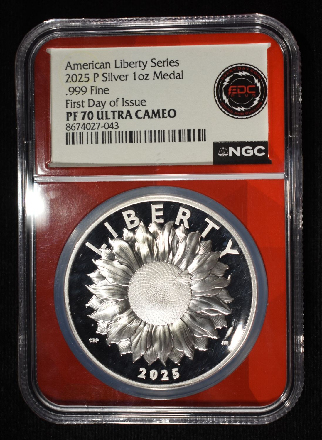2025-P 1 OZ .999 SILVER NGC PF70 ULTRA CAMEO