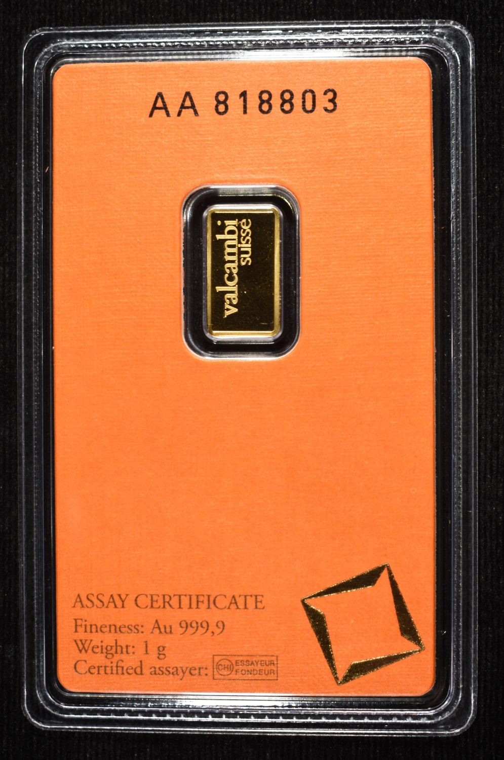 VALCAMBI SUISSE 1G .9999 GOLD BAR