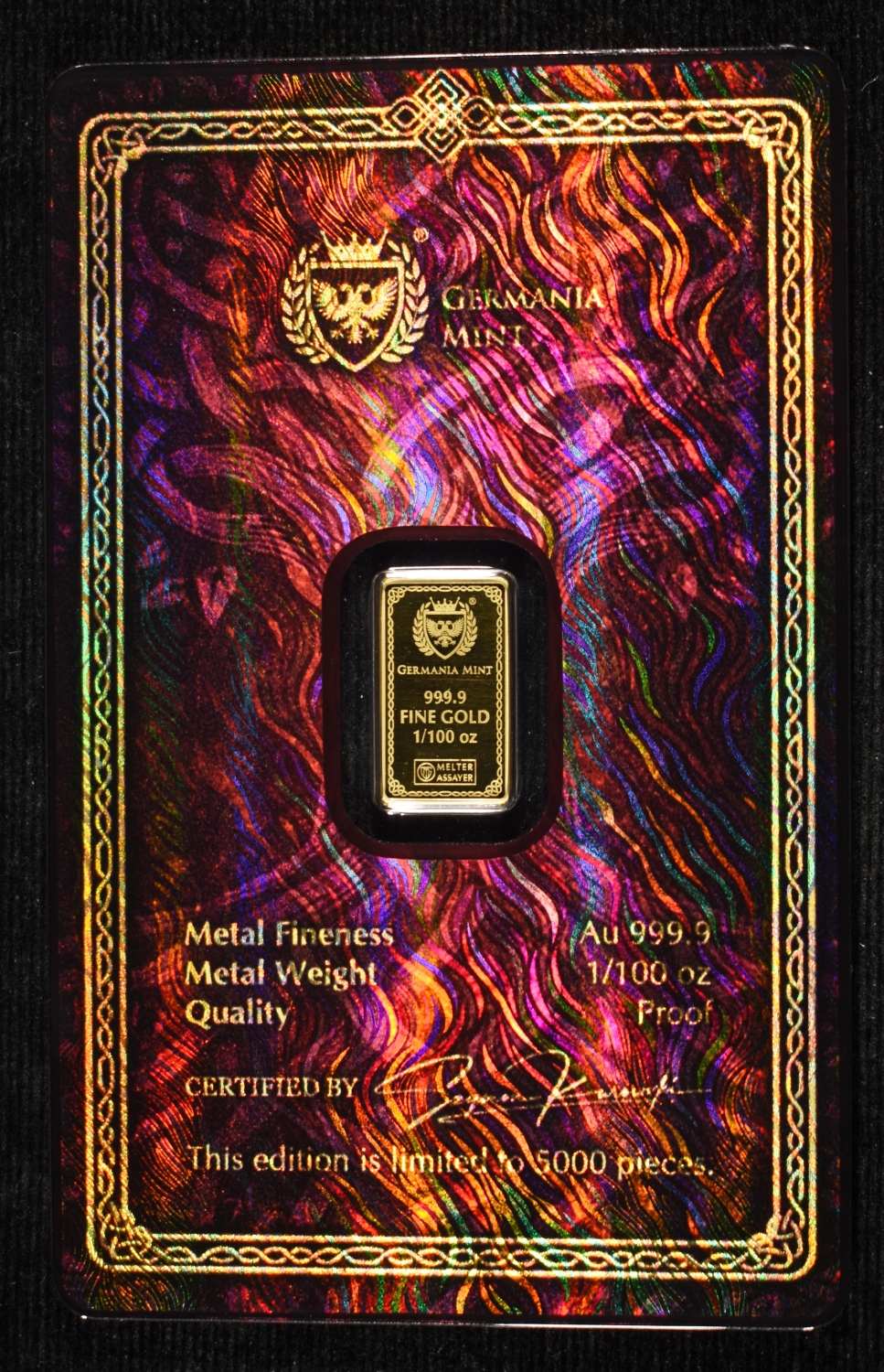 FRIGG 1/100TH OZ .9999 GOLD BAR
