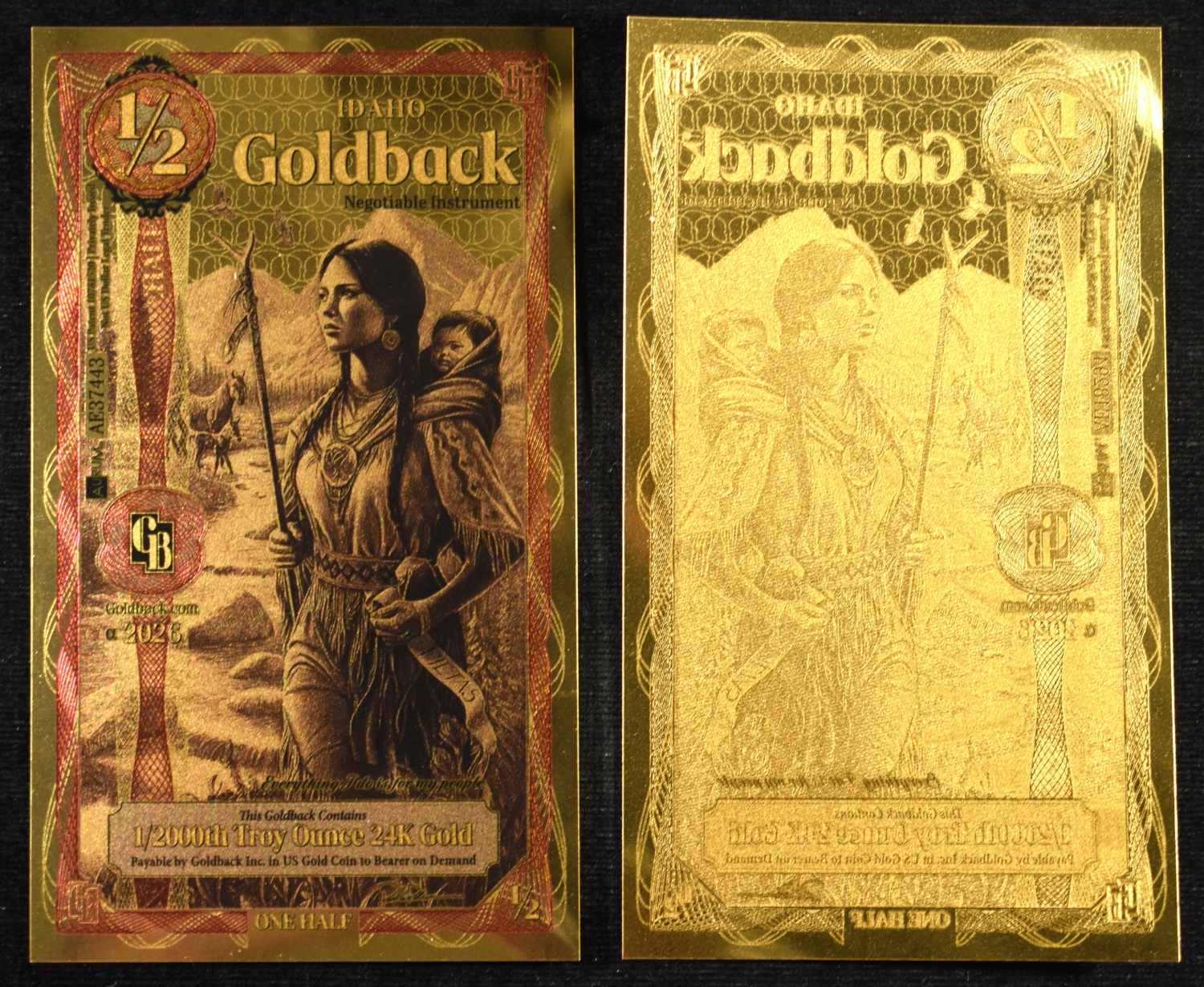 (15) $1/2 GOLDBACKS 1/2000TH TROY OZ 24K GOLD