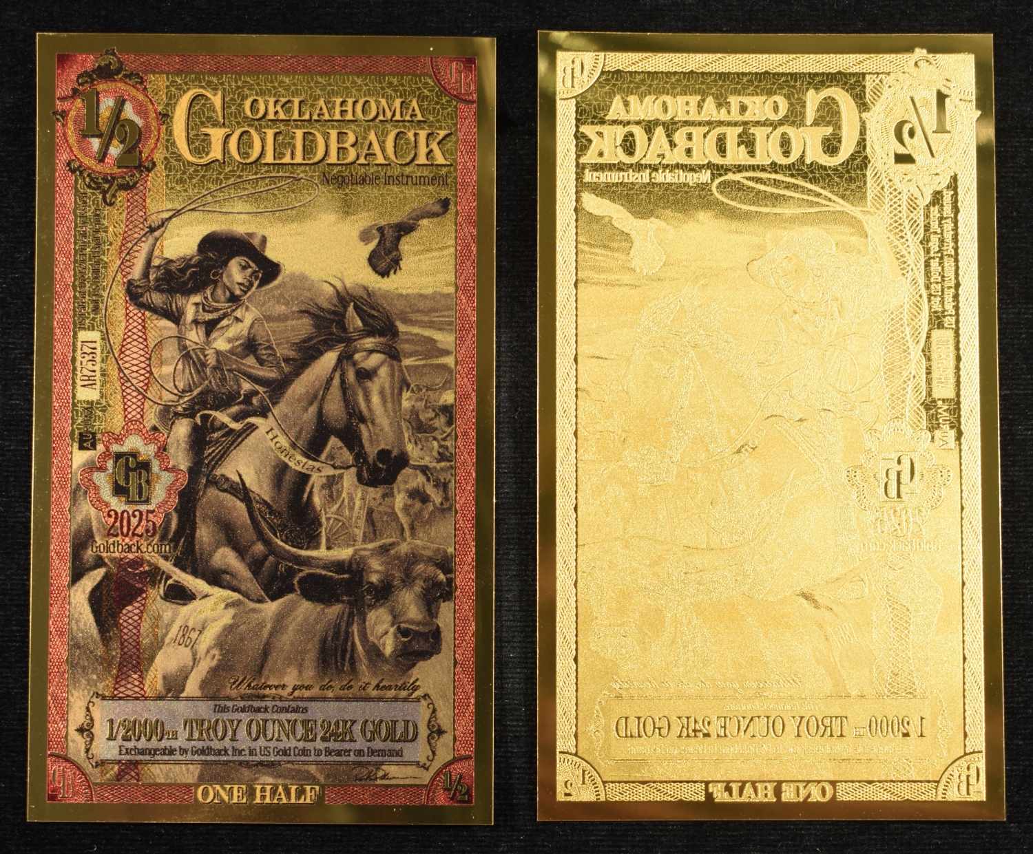 (15) $1/2 GOLDBACKS 1/2000TH TROY OZ 24K GOLD