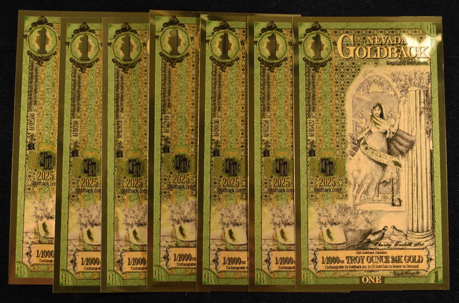 (7) $1 GOLDBACKS 1/1000TH TROY OZ 24K GOLD