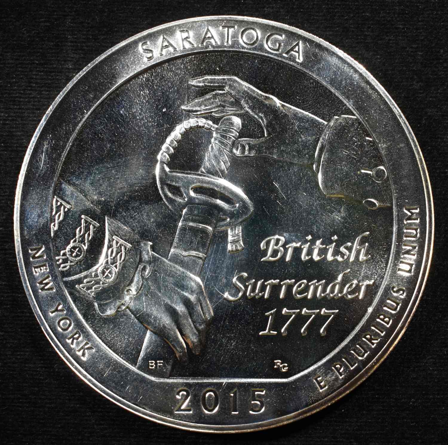 2015 5 OZ SILVER SARATOGA ROUND