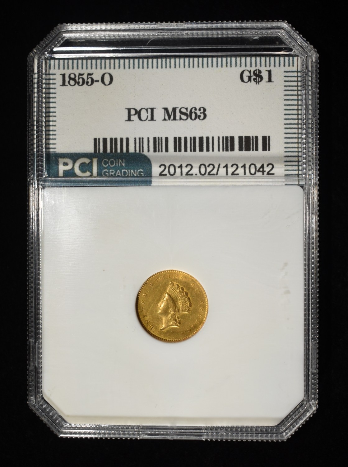 1855-O GOLD TYPE 2 $1 PCI CH BU