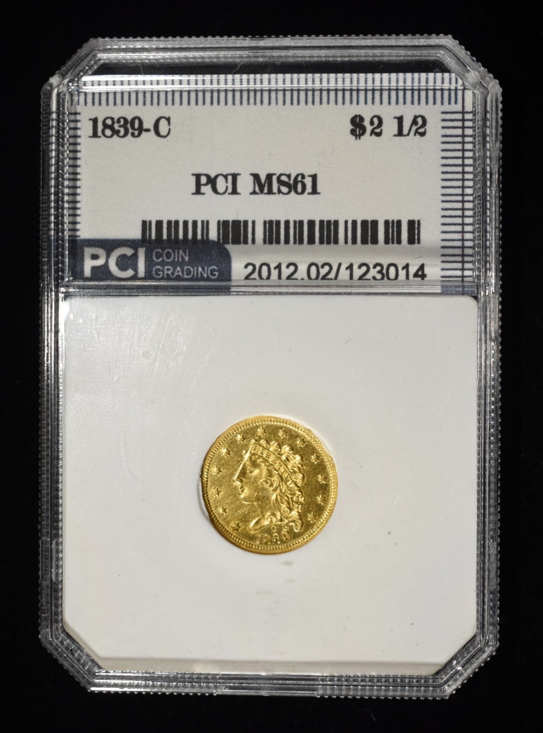 1839-C CLASSIC HEAD $2.5 GOLD PCI BU