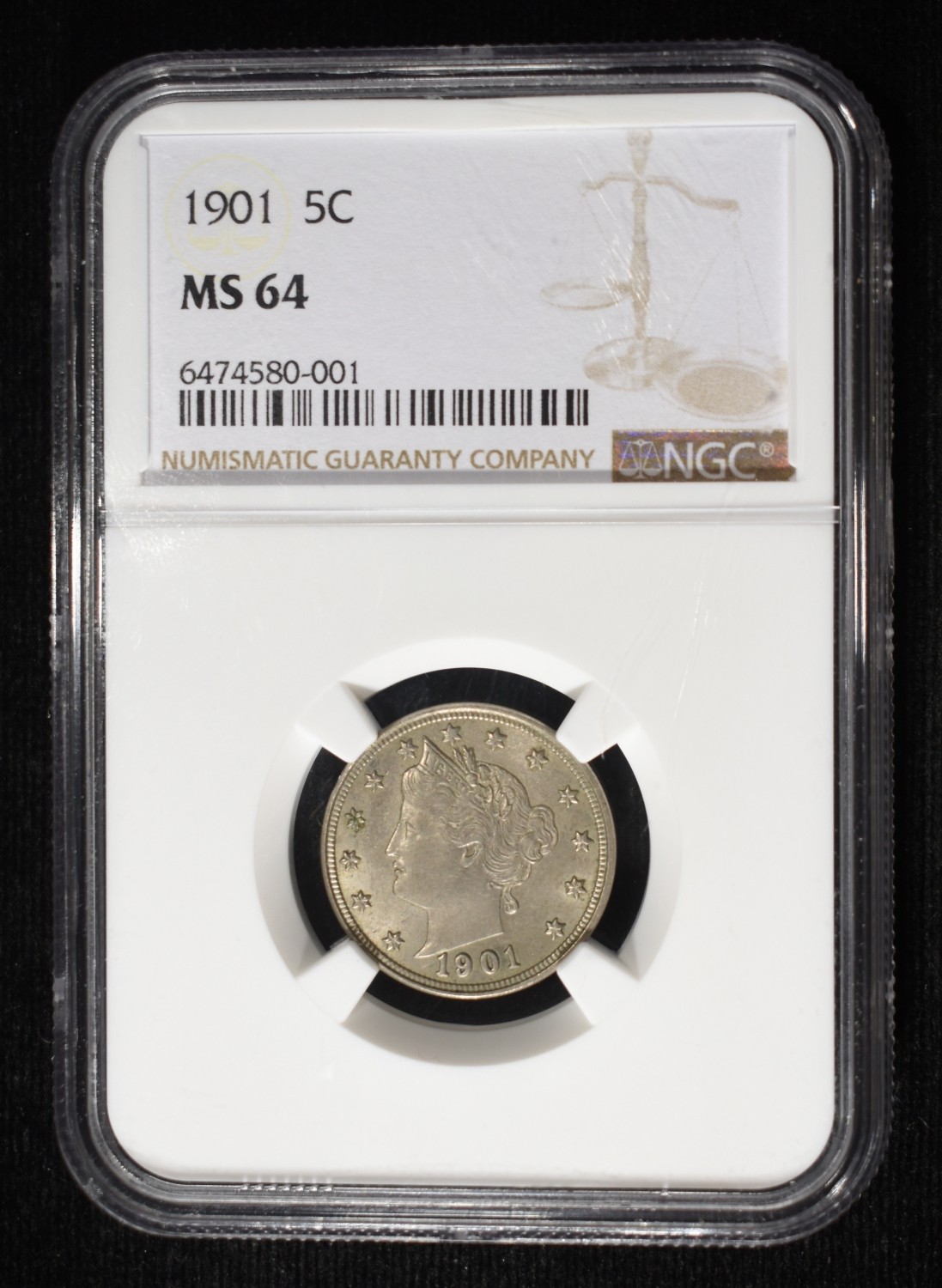 1901 Liberty "V" Nickel Ngc ms-64