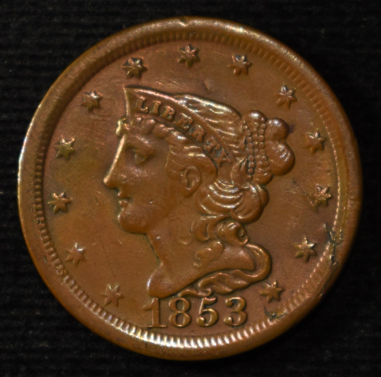 1853 HALF CENT AU