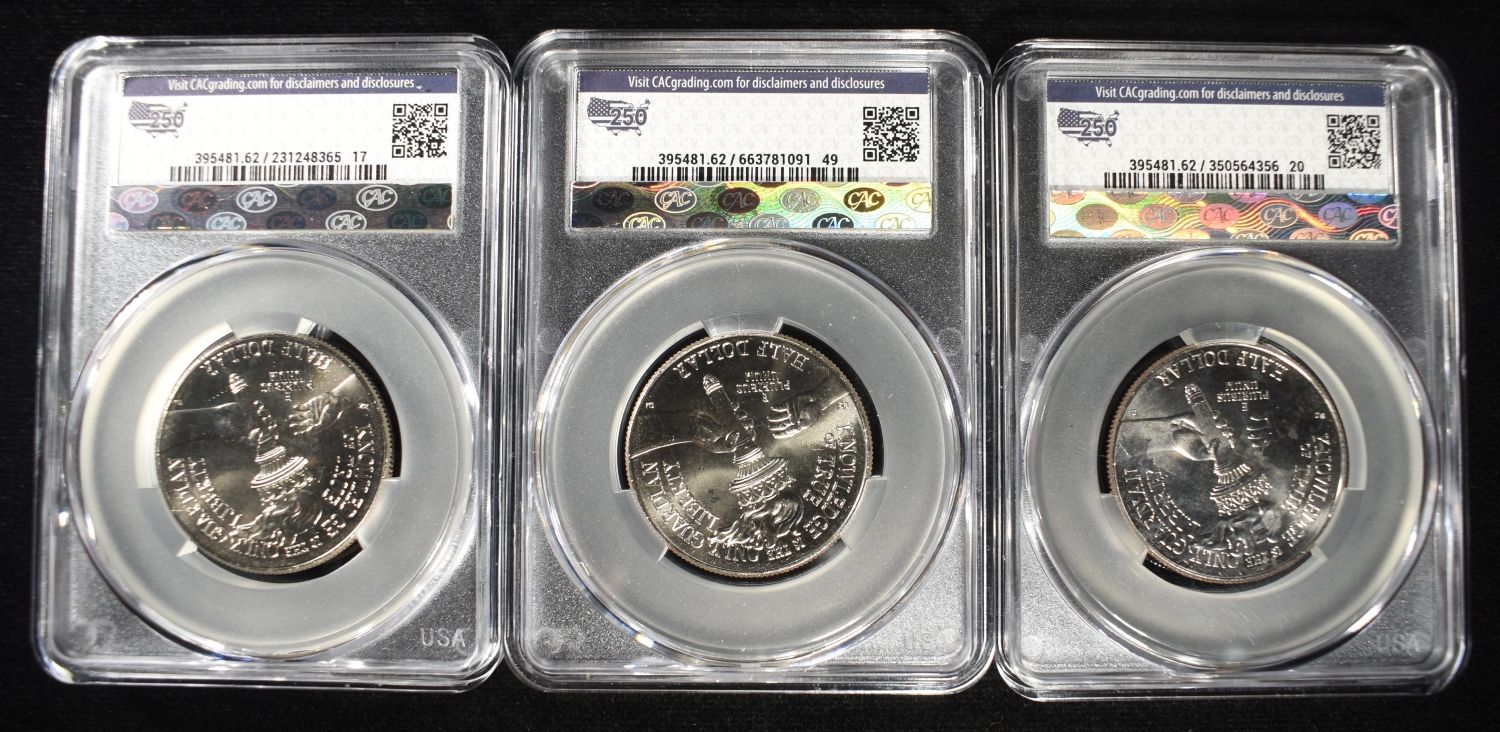 (3) 1776-2026-P ENDURING LIBERTY HALVES CAC MS-62