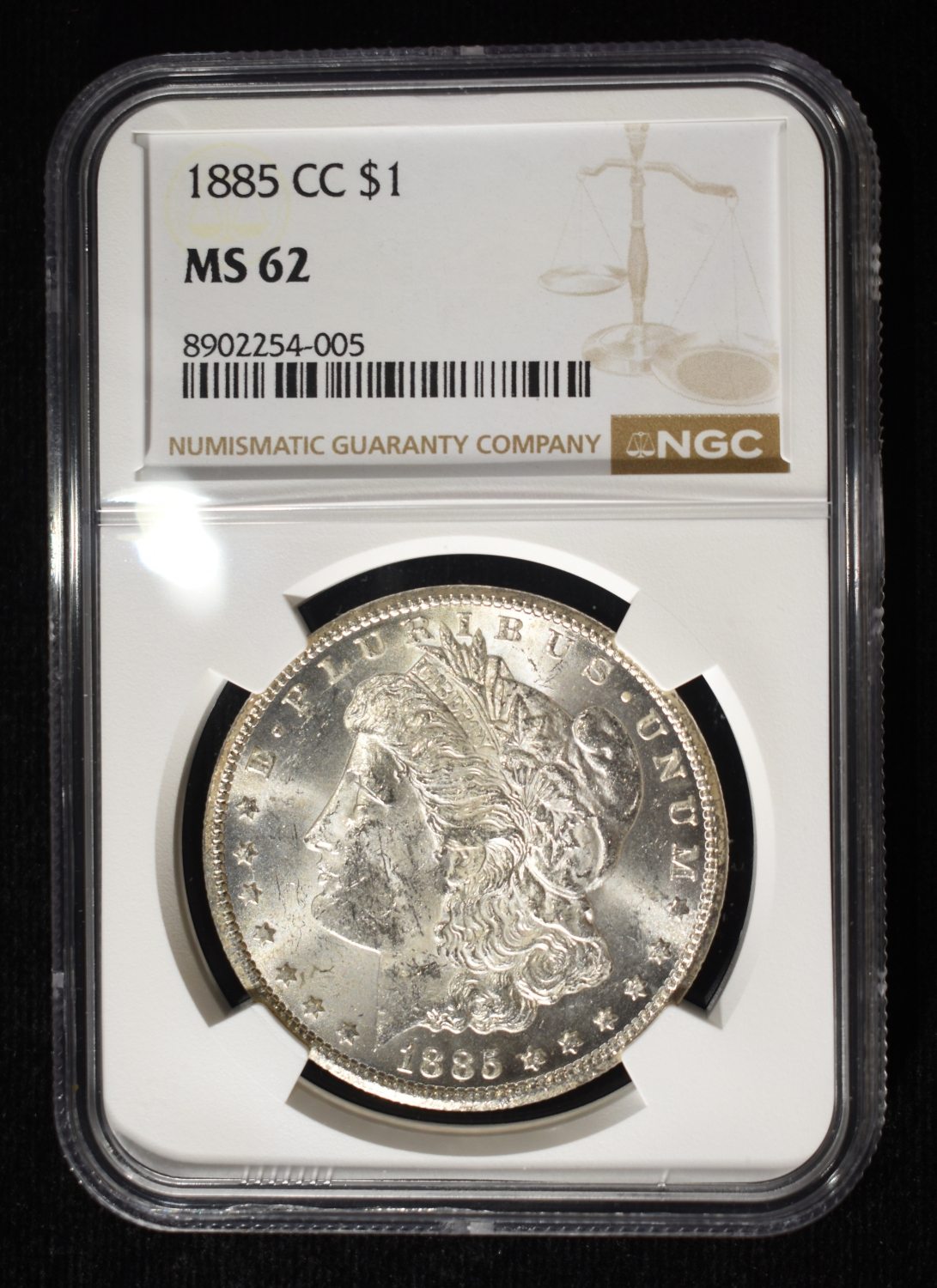 1885-CC MORGAN DOLLAR NGC MS-62