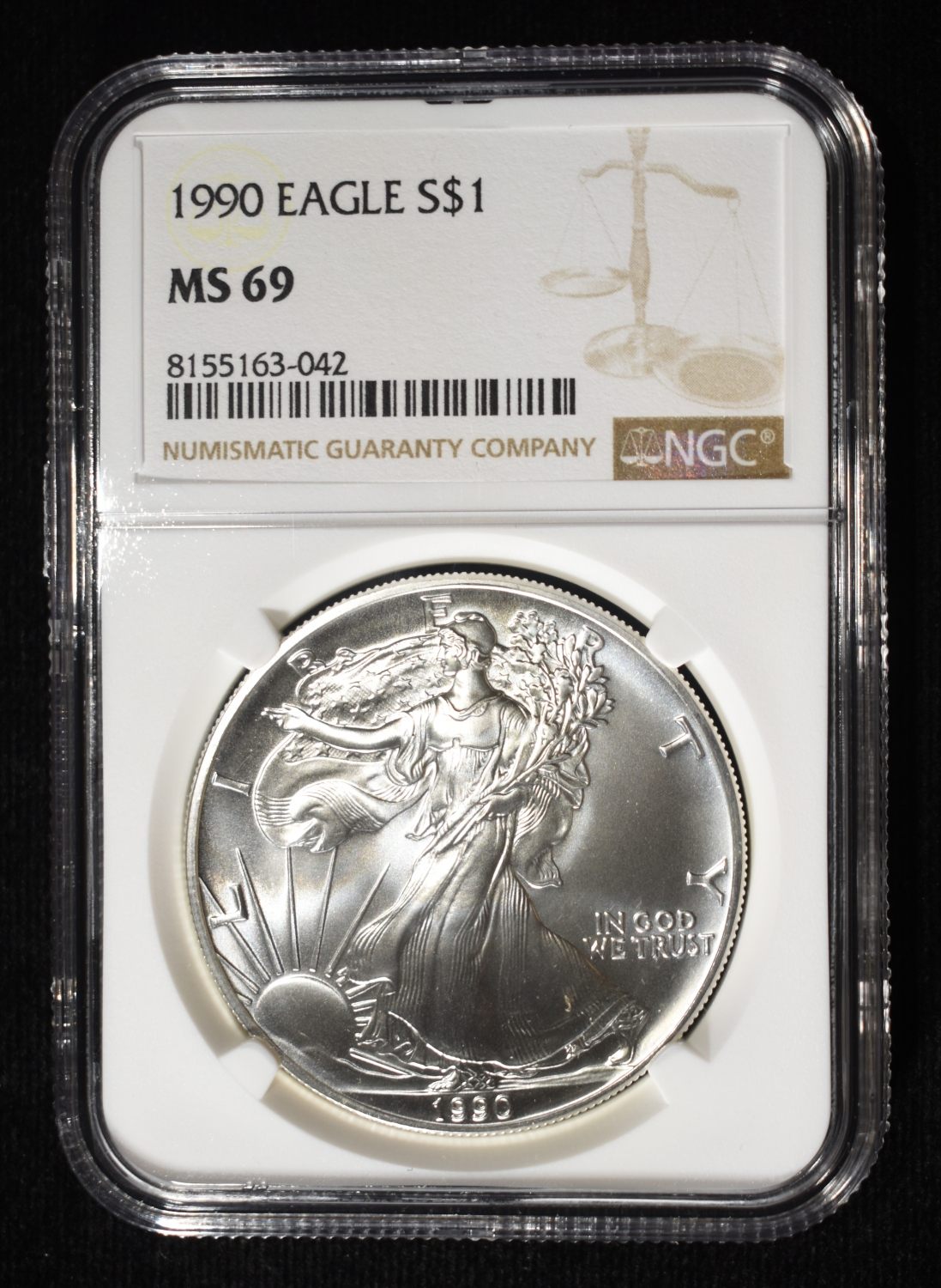 1990 AMERICAN SILVER EAGLE NGC MS69