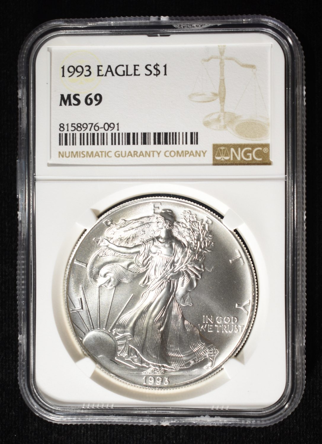 1993 AMERICAN SILVER EAGLE NGC MS69