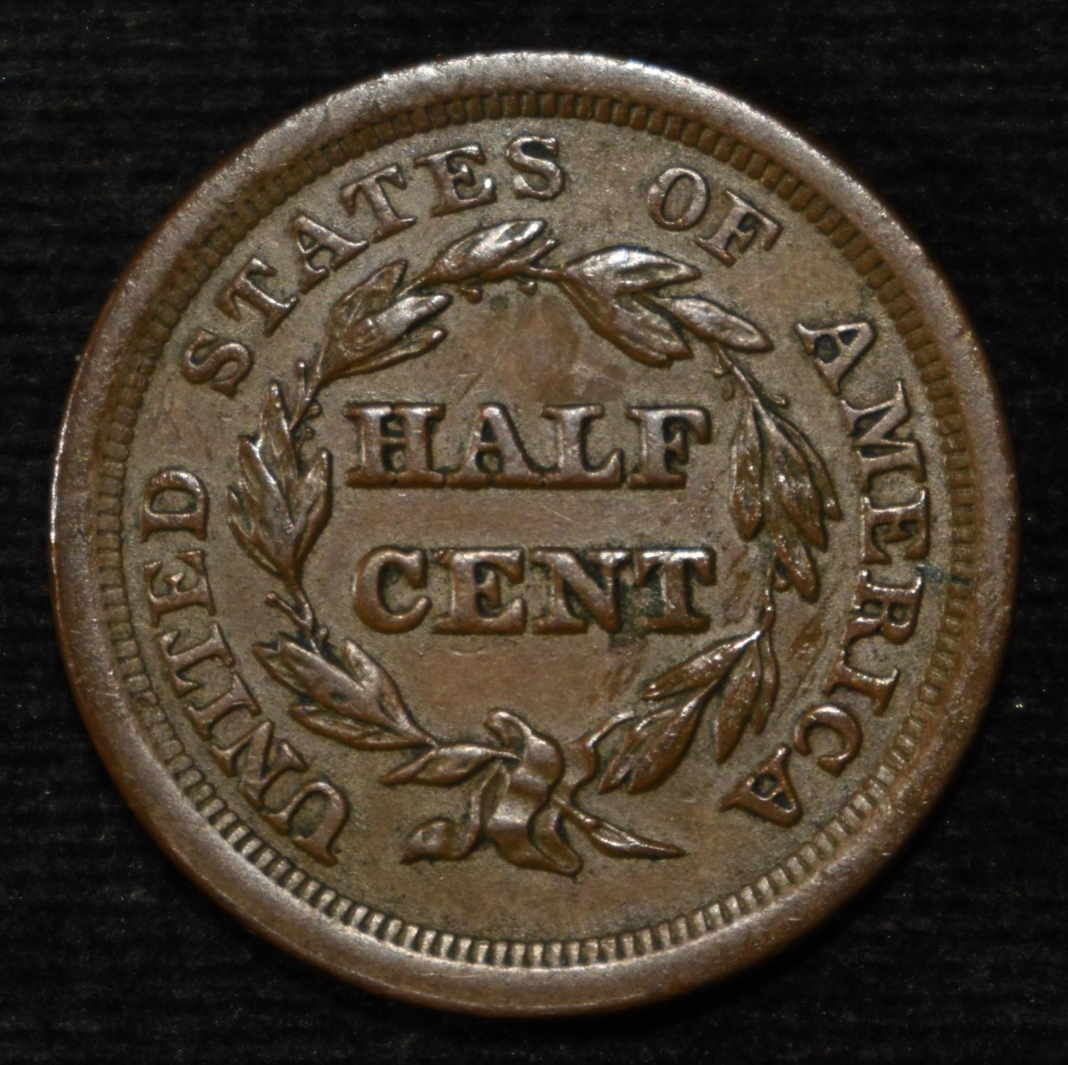 1851 BRAIDED HAIR HALF CENT NICE ORIG UNC