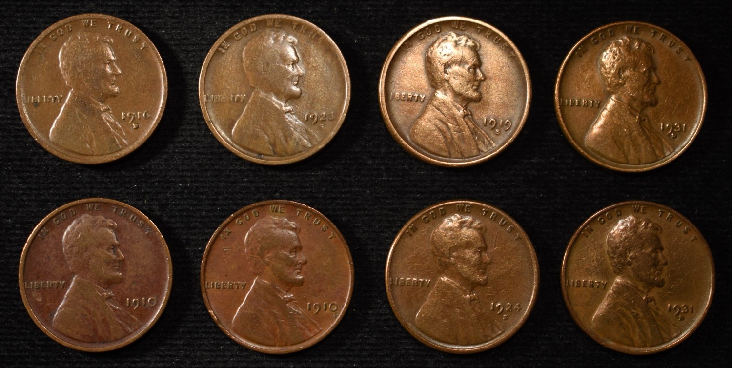 (8) WHEAT CENTS F-XF