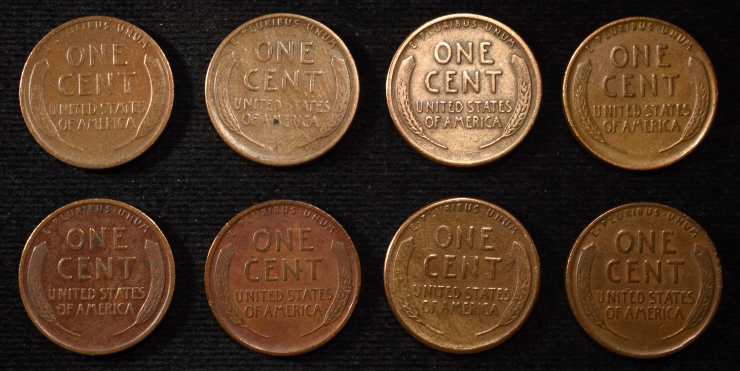 (8) WHEAT CENTS F-XF