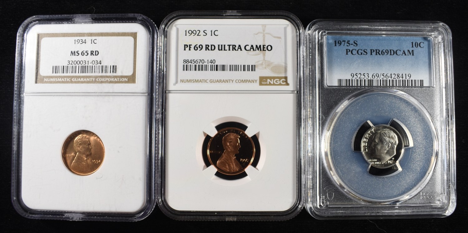 (3) GRADED COINS