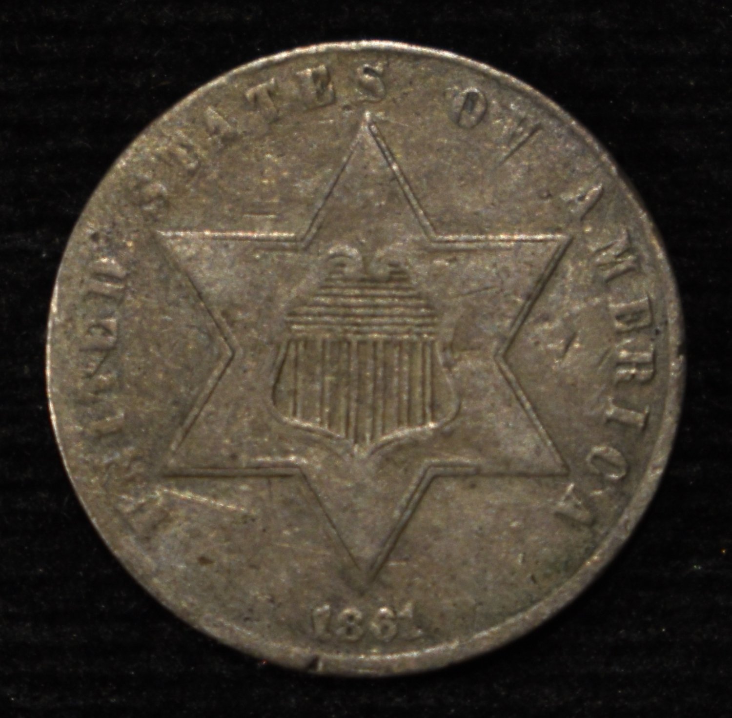 1861 3-CENT PIECE SILVER VG