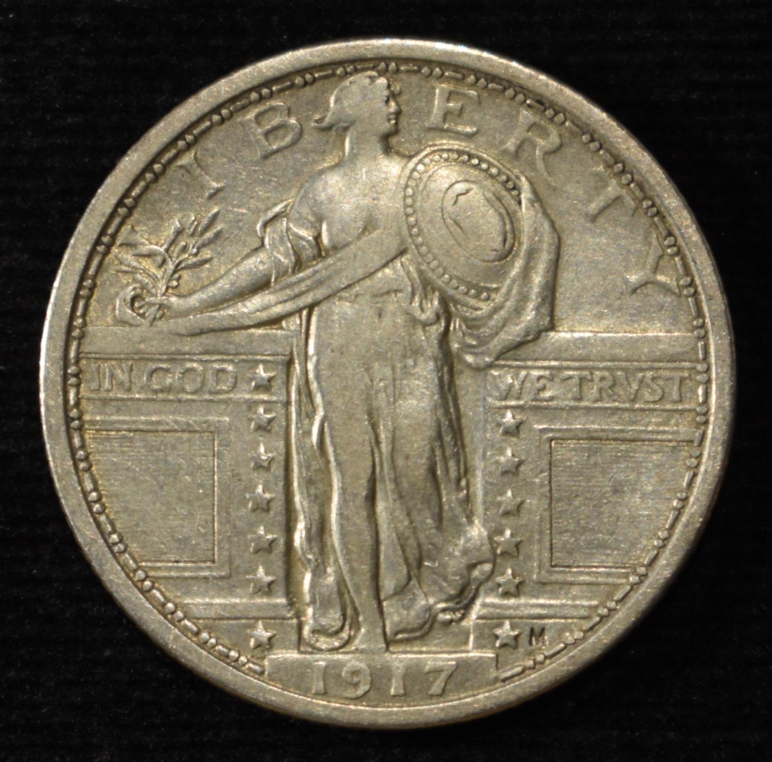 1917 TYPE-1 STANDING LIBERTY QUARTER VF