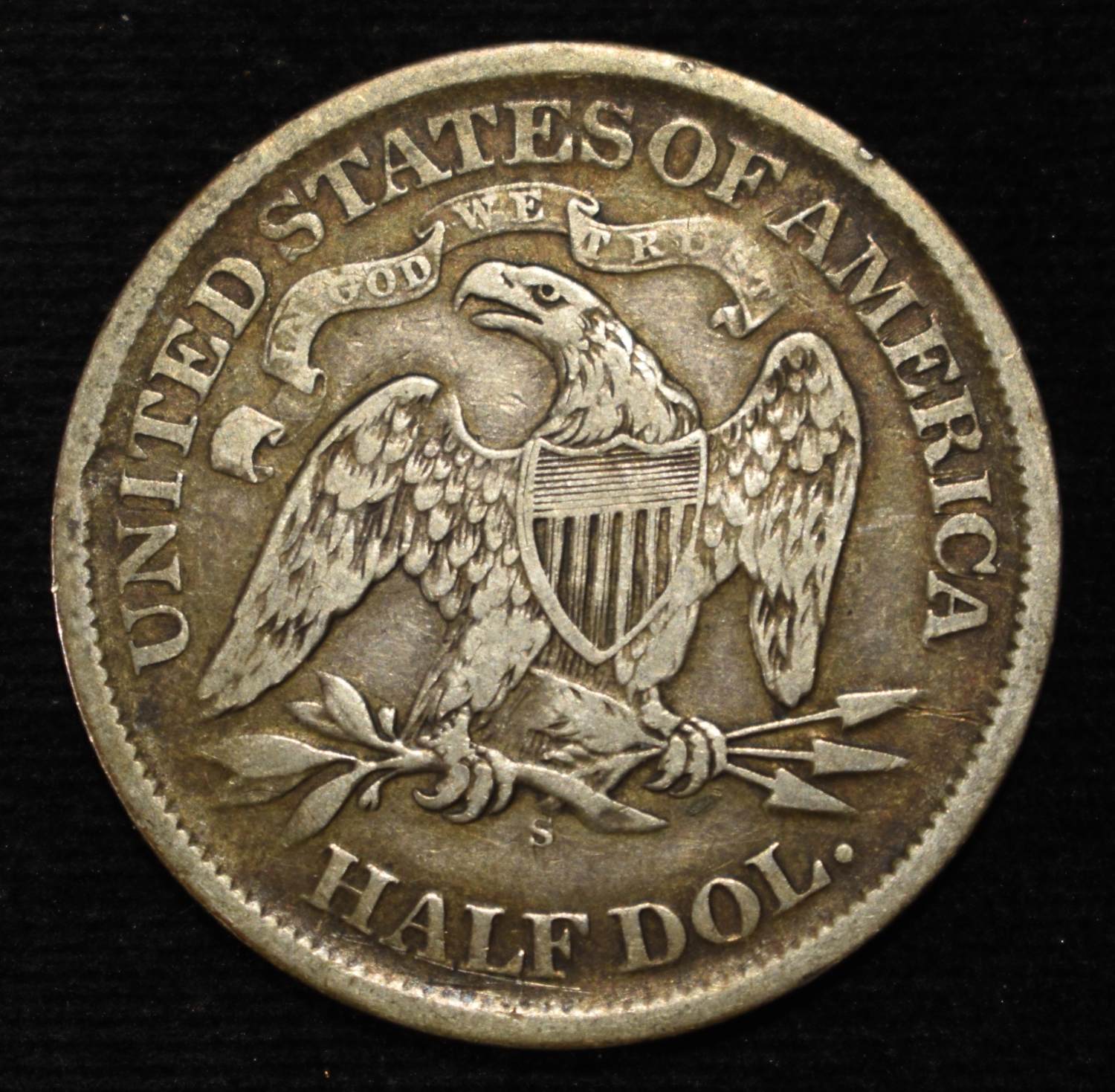 1867-S SEATED LIBERTY HALF DOLLAR VF