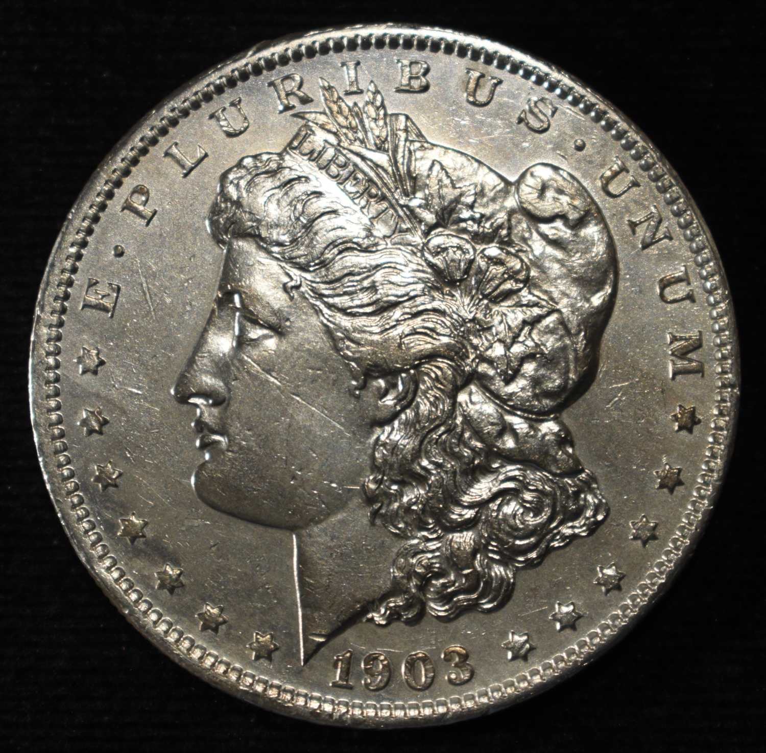 1903-S MORGAN DOLLAR CH AU SOME OLD CLEANING