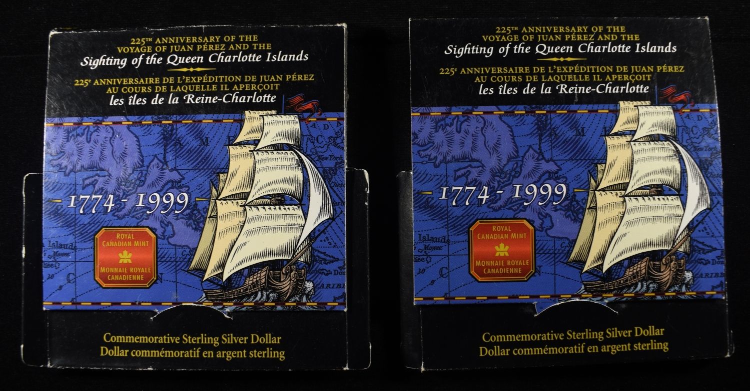 (2) 1999 $1 CANADIAN 92.5% SILVER