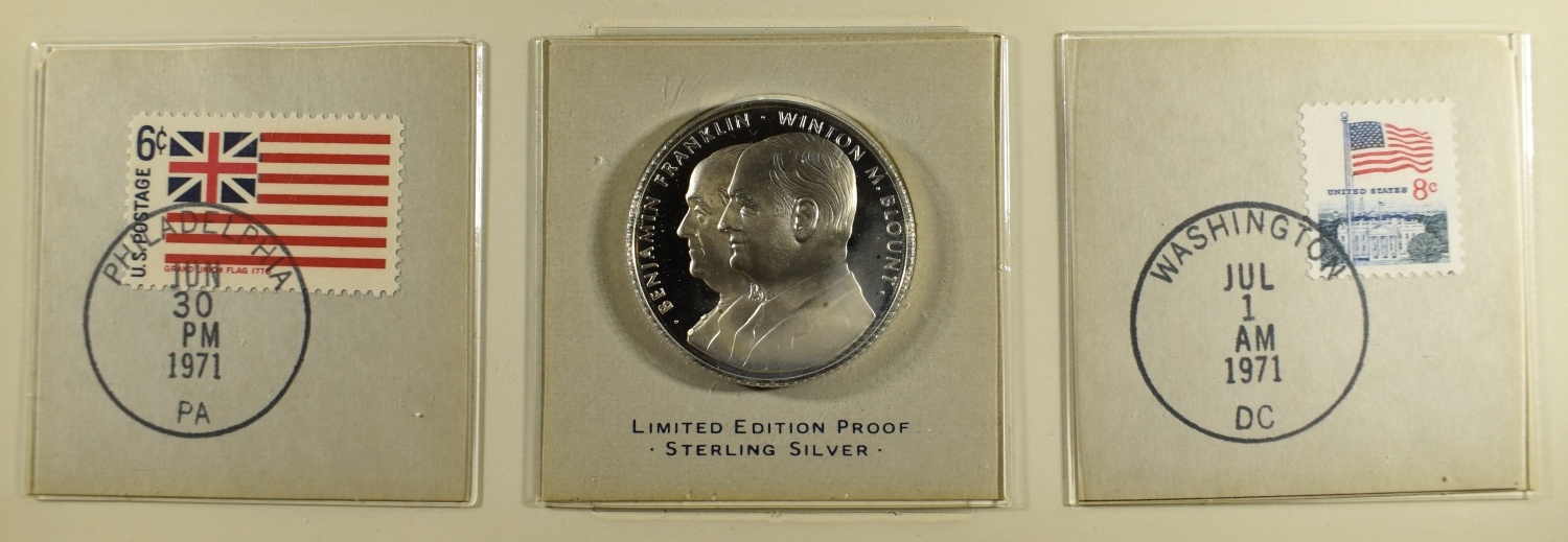 1971 92.5% SILVER PR COIN, (6) STEEL CENTS