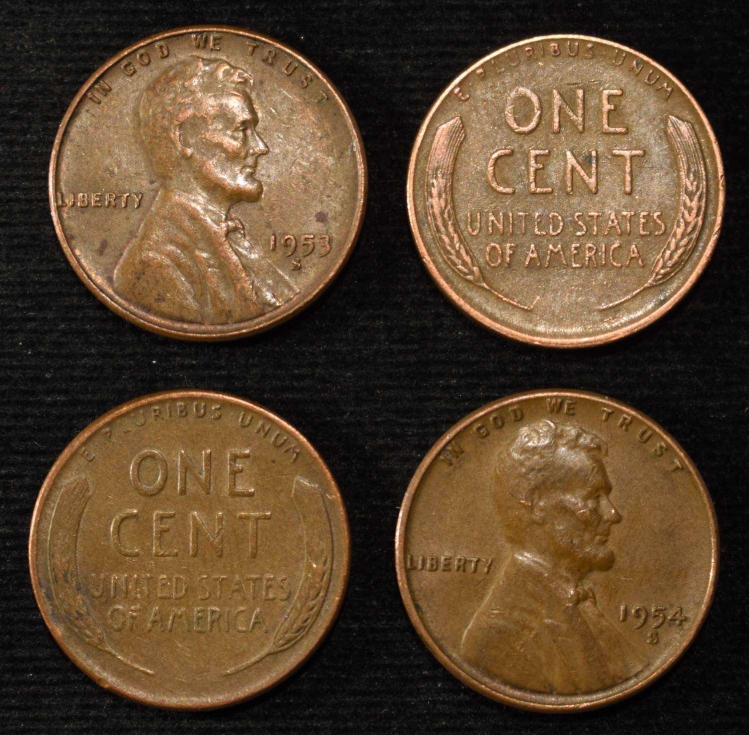 (497) 50'S 'S' MINT WHEAT CENTS
