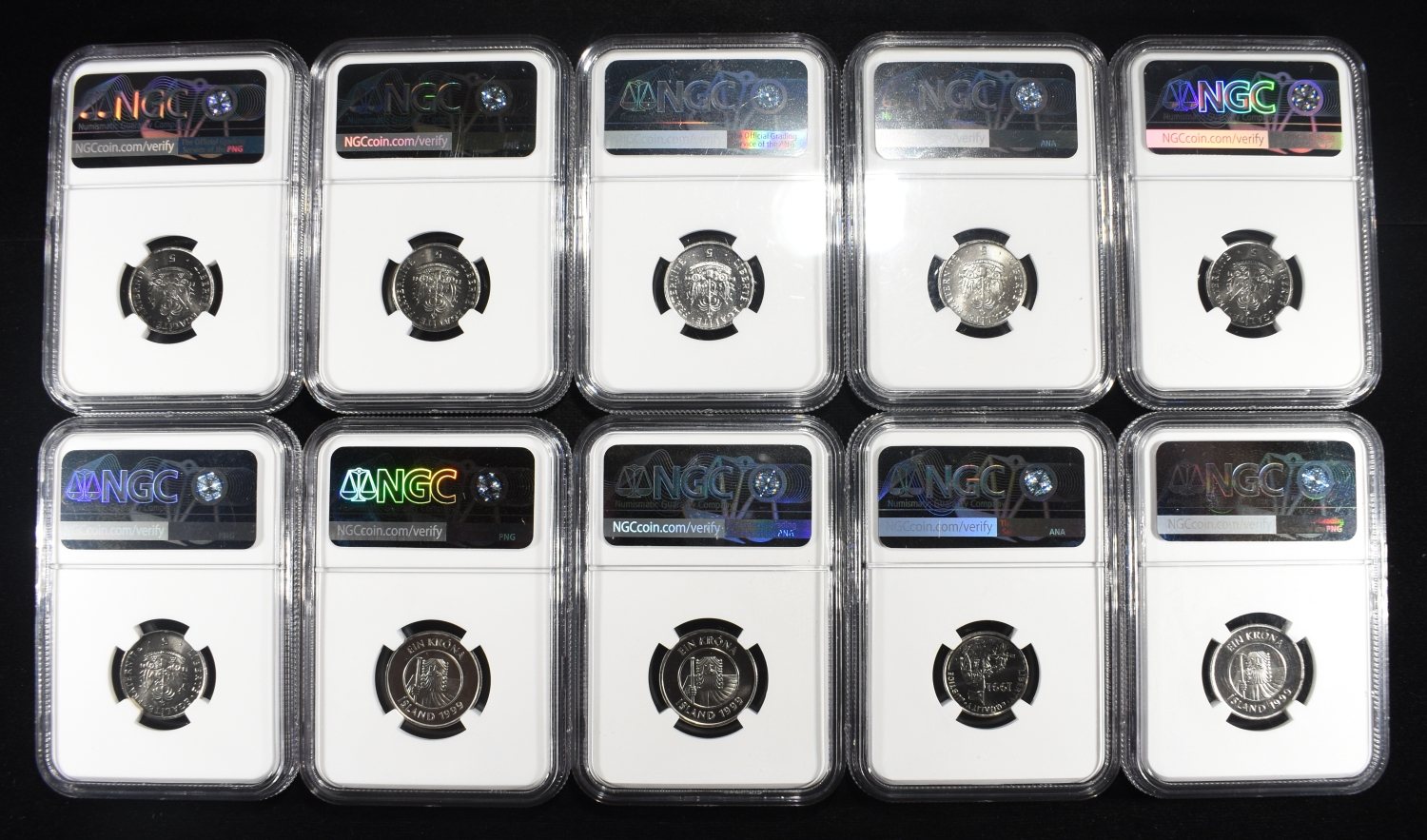 (10) FOREIGN NGC GRADED COIN GENUINE