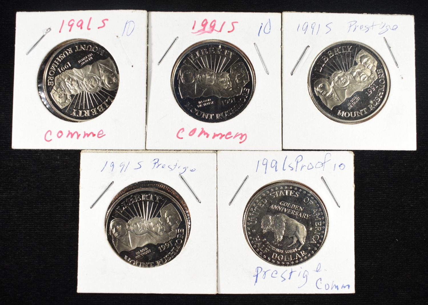 (5) 1991-S 50C COMMEM MOUNT RUSHMORE PR
