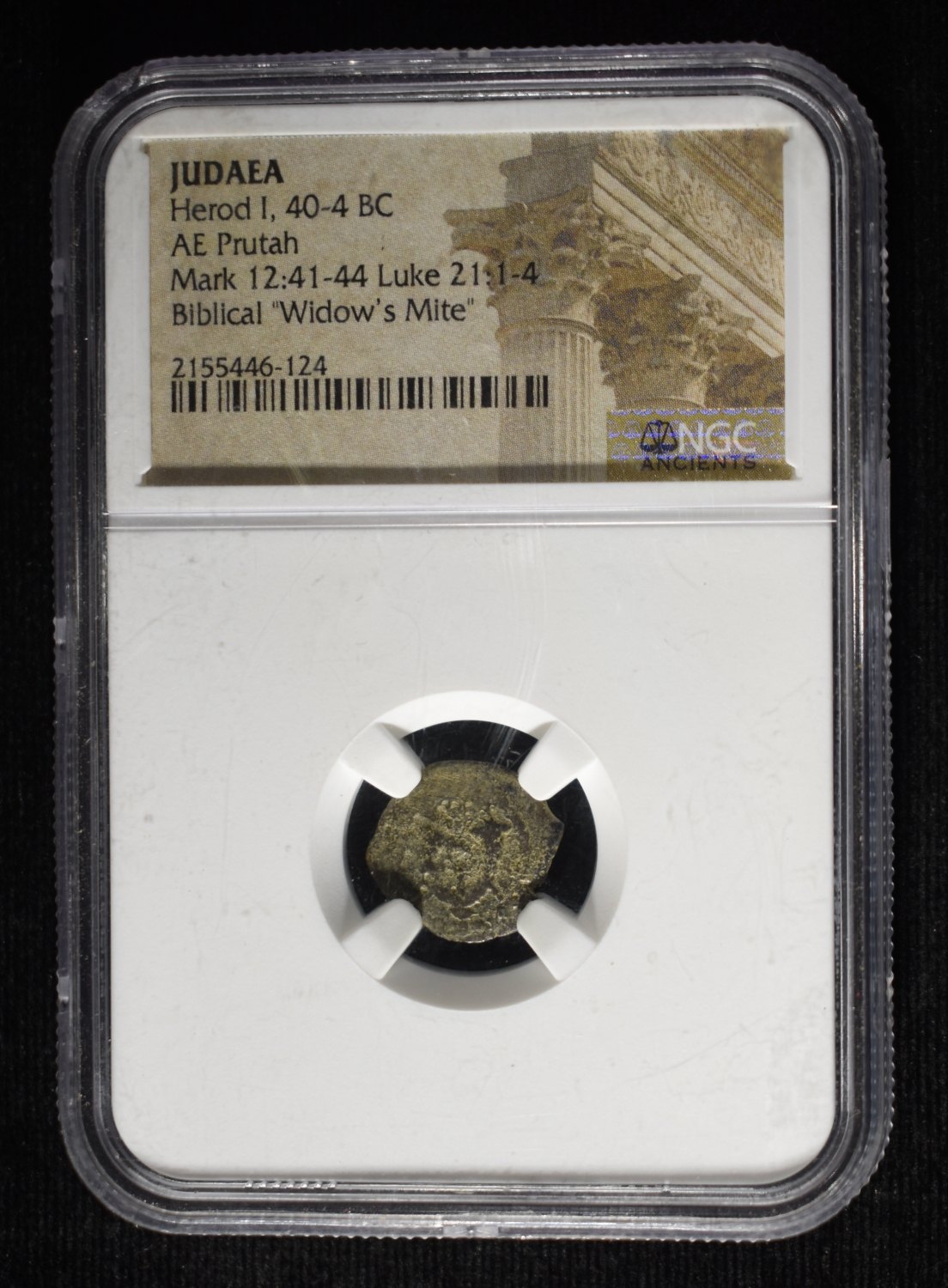 HEROD I, 40-4 BC, AE PRUTAH NGC