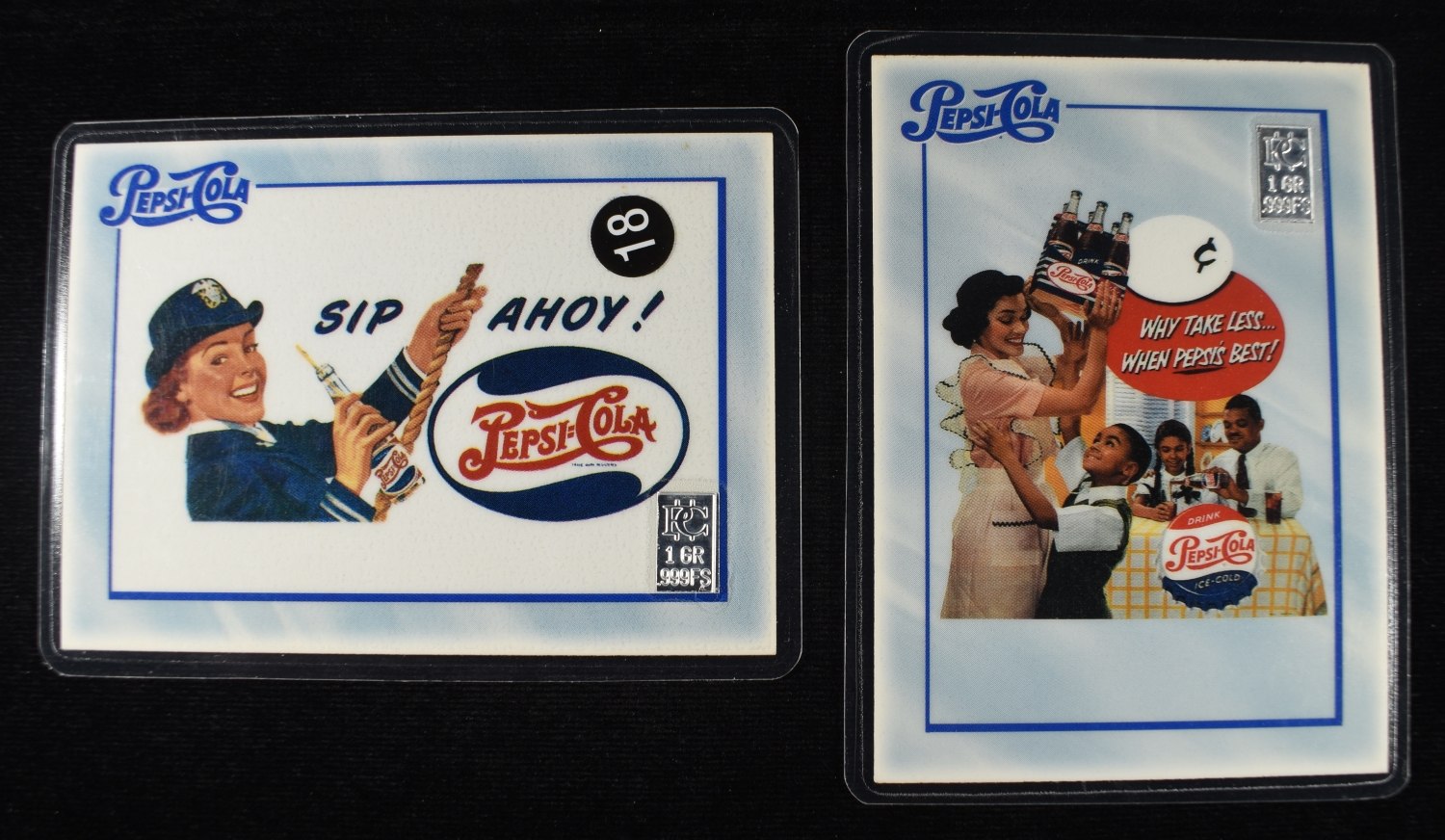 (2) 1 GR SILVER PEPSI-COLA CARDS