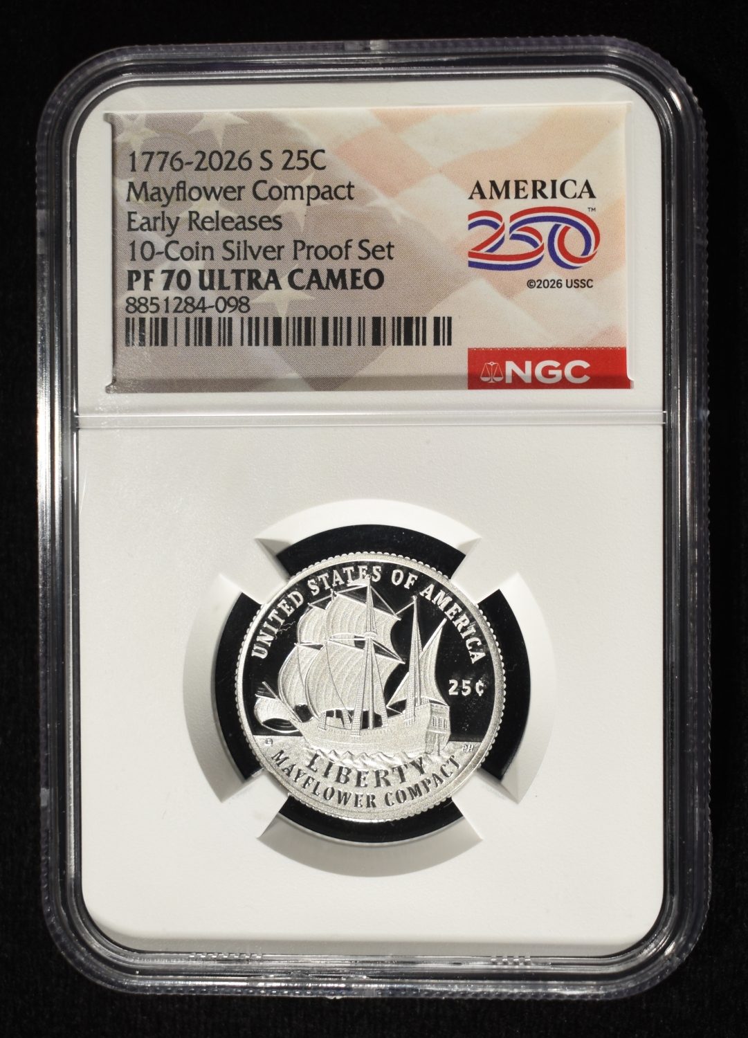 1776-2026-S MAYFLOWER QUARTER NGC PF70 UCAM SILVER