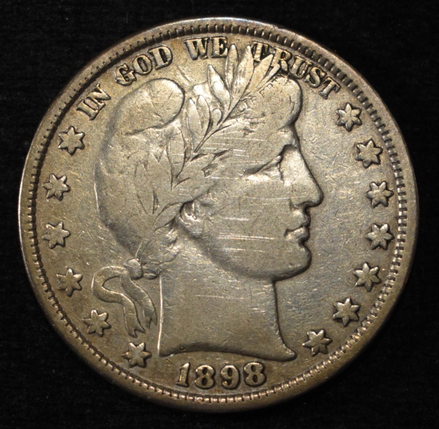 1898 BARBER HALF DOLLAR VF